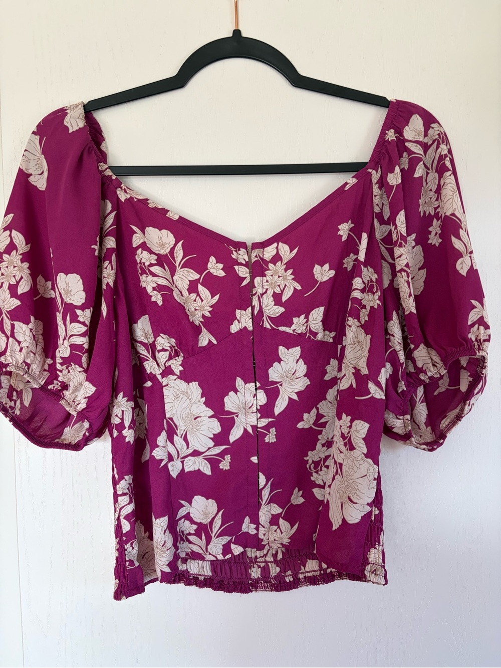 Sienna Sky Magenta Floral Off-Shoulder Puff Sleeve Blouse